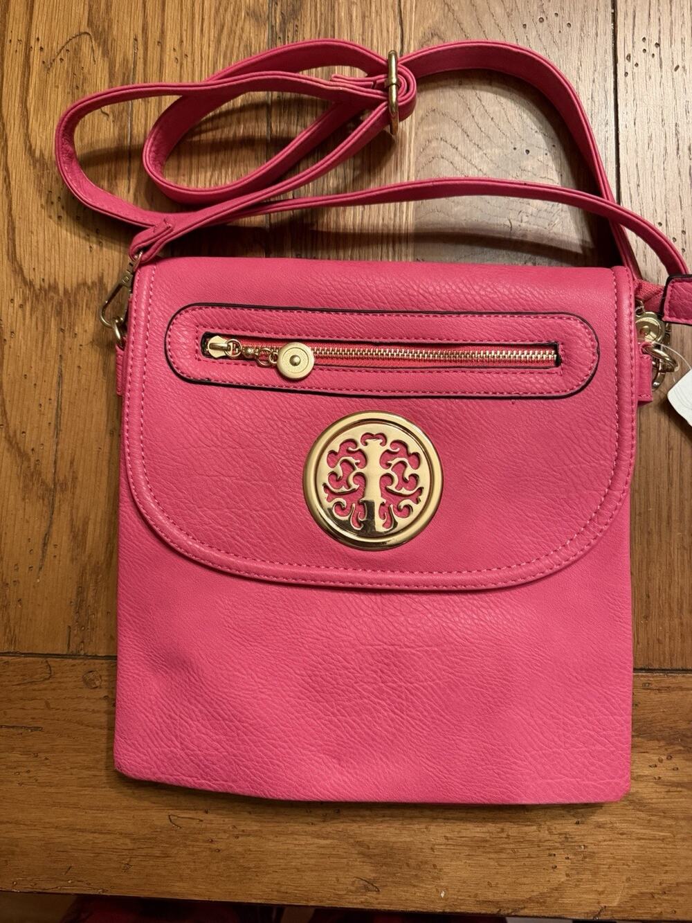 Hot Pink Large Square Design Crossbody.